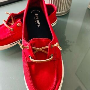 Sperry Red Canvas Boat Shoes
